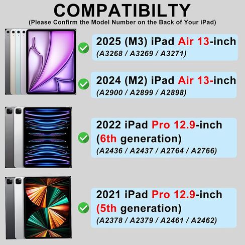 Amzcase for iPad Air 13 Inch Pro 12.9 Pro 13 Case مع لوحة المفاتيح ، حالة لوحة المفاتيح القابلة للفصل Folio لـ iPad 13 Pro (M4) Air 13in (M2) Pro 12.9 6th/5/4/4/3rd Gen ، Holder ، Pen Wake/Up ، الخوخ الوردي in Kuwait
