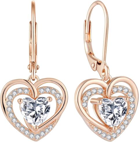 925 Sterling Silver Heart Strains Strains for Women Dainty Danger Drop arics مع Mirdback Drop مع الذهب الوردي المطلي 5A هدايا مجوهرات الزركونيا المجوهرات للزوجة لها in Kuwait