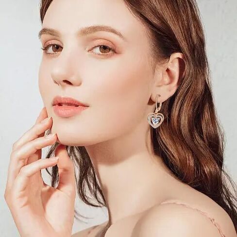 925 Sterling Silver Heart Strains Strains for Women Dainty Danger Drop arics مع Mirdback Drop مع الذهب الوردي المطلي 5A هدايا مجوهرات الزركونيا المجوهرات للزوجة لها in Kuwait