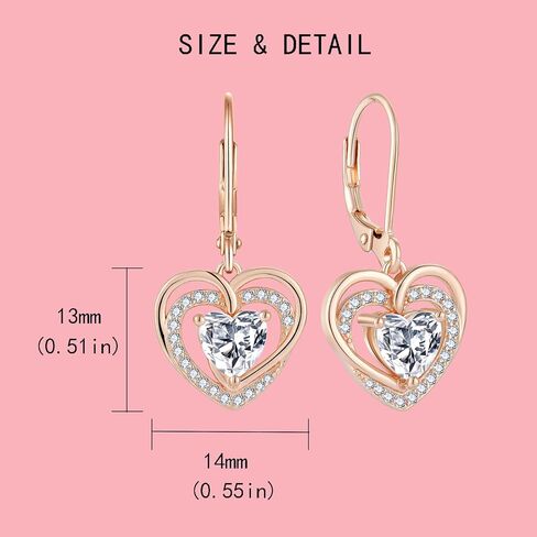 925 Sterling Silver Heart Strains Strains for Women Dainty Danger Drop arics مع Mirdback Drop مع الذهب الوردي المطلي 5A هدايا مجوهرات الزركونيا المجوهرات للزوجة لها in Kuwait