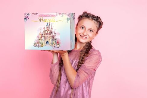 Ranfashiong 13 "Pink Castle حقيبة هدايا عيد ميلاد كبيرة مع ورق منسجة لصالح الجنسين تكشف الحفلات لصالح استحمام الطفل ， فتاة (أميرة) in Kuwait