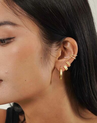 Gold Earrings for Women, Trendy 14K Gold Plated Simple Hypoallergenic Earring Set Dainty Piercing Jewelry Gift in Kuwait