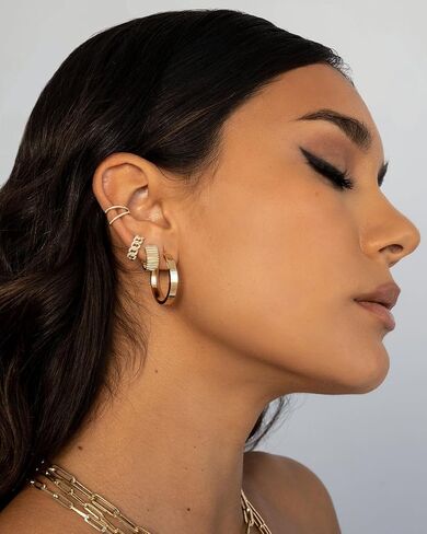 Gold Earrings for Women, Trendy 14K Gold Plated Simple Hypoallergenic Earring Set Dainty Piercing Jewelry Gift in Kuwait