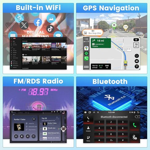 [2+64GB] Inefala for Dodge Durango 2014-2020 Android Car Radio Stereo with Wireless CarPlay Android Auto, 9 Inch HD Touchscreen with GPS WiFi Bluetooth FM/RDS SWC Canbus Backup Camera MIC in Saudi Arabia