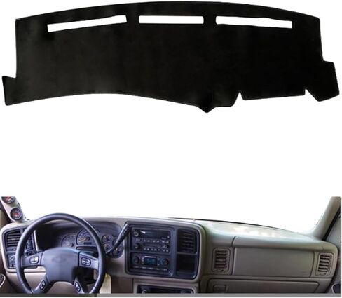 1999-2006 شيفروليه سيلفرادو/تاهو/ضواحي GMC Sierra Device Mat ، لغطاء لوحة الأدوات المغطاة بانزلاق مضاد للانزلاق مع وسادة ضوء الأشعة فوق البنفسجية (أسود) (أسود) in Kuwait