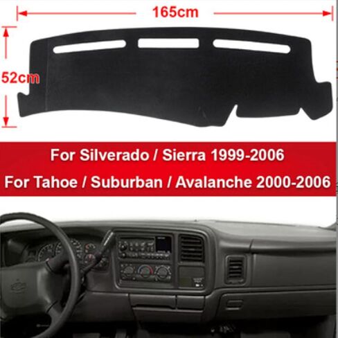1999-2006 شيفروليه سيلفرادو/تاهو/ضواحي GMC Sierra Device Mat ، لغطاء لوحة الأدوات المغطاة بانزلاق مضاد للانزلاق مع وسادة ضوء الأشعة فوق البنفسجية (أسود) (أسود) in Kuwait