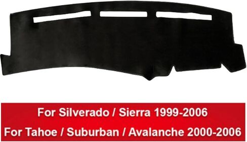 1999-2006 شيفروليه سيلفرادو/تاهو/ضواحي GMC Sierra Device Mat ، لغطاء لوحة الأدوات المغطاة بانزلاق مضاد للانزلاق مع وسادة ضوء الأشعة فوق البنفسجية (أسود) (أسود) in Kuwait