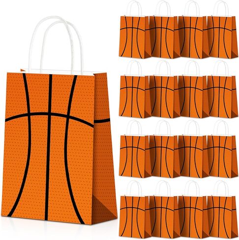 24 PCS Basketball Gift Bags with Handles,Basketball Goodie Bags Candy Treats Bags,Sports Themed Paper Bags for Birthday Basketball Party Supplies Decorations(Basketball-2) in Saudi Arabia