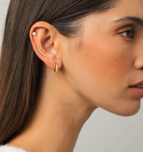 Gold Earrings for Women, Trendy 14K Gold Plated Simple Hypoallergenic Earring Set Dainty Piercing Jewelry Gift in Kuwait