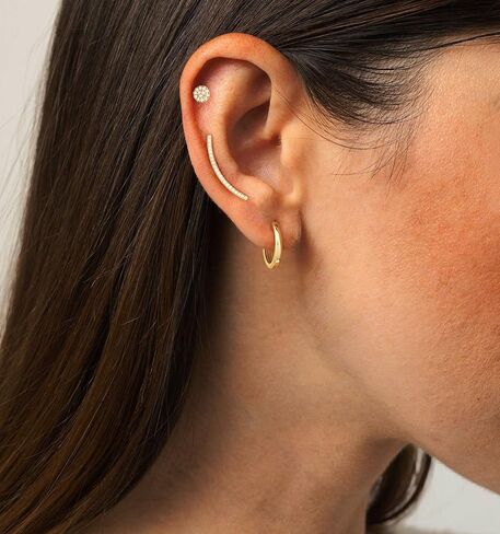 Gold Earrings for Women, Trendy 14K Gold Plated Simple Hypoallergenic Earring Set Dainty Piercing Jewelry Gift in Kuwait