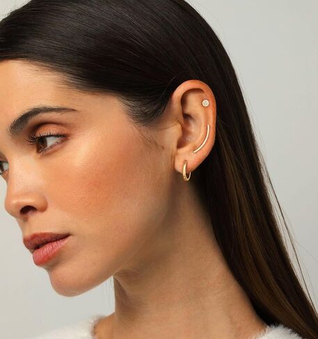 Gold Earrings for Women, Trendy 14K Gold Plated Simple Hypoallergenic Earring Set Dainty Piercing Jewelry Gift in Kuwait