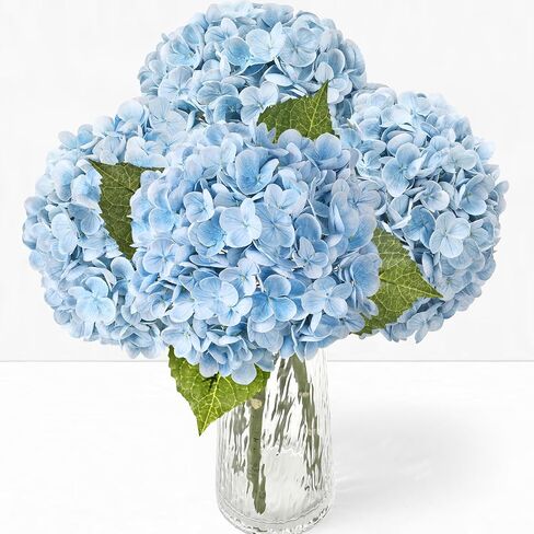 3Pcs 21" Real Touch Blue Hydrangea Artificial Flowers, Realistic Latex Faux Hydrangea Flowers Full Fake Hydrangeas for Home Party Wedding Floral Arrangements Centerpieces Outdoor Decor in Saudi Arabia