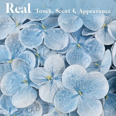3Pcs 21" Real Touch Blue Hydrangea Artificial Flowers, Realistic Latex Faux Hydrangea Flowers Full Fake Hydrangeas for Home Party Wedding Floral Arrangements Centerpieces Outdoor Decor in Saudi Arabia
