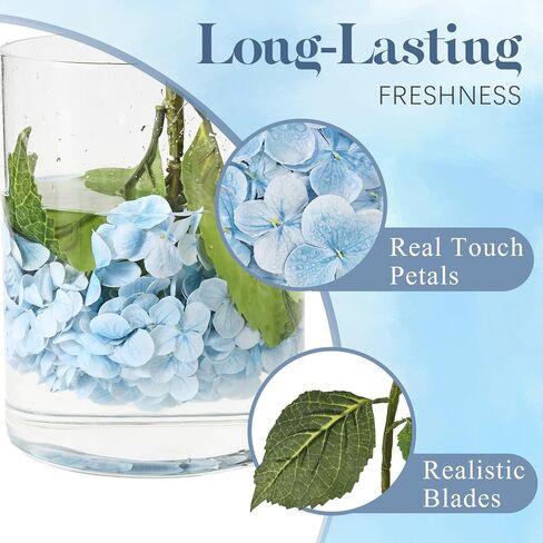 3Pcs 21" Real Touch Blue Hydrangea Artificial Flowers, Realistic Latex Faux Hydrangea Flowers Full Fake Hydrangeas for Home Party Wedding Floral Arrangements Centerpieces Outdoor Decor in Saudi Arabia