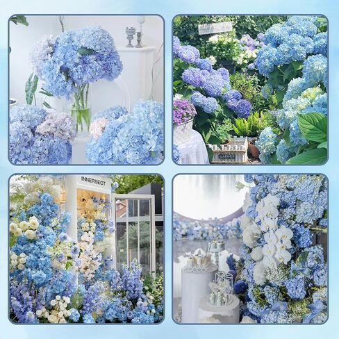 3Pcs 21" Real Touch Blue Hydrangea Artificial Flowers, Realistic Latex Faux Hydrangea Flowers Full Fake Hydrangeas for Home Party Wedding Floral Arrangements Centerpieces Outdoor Decor in Saudi Arabia
