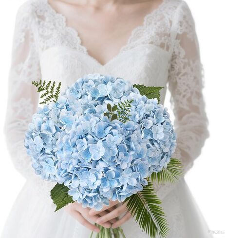 3Pcs 21" Real Touch Blue Hydrangea Artificial Flowers, Realistic Latex Faux Hydrangea Flowers Full Fake Hydrangeas for Home Party Wedding Floral Arrangements Centerpieces Outdoor Decor in Saudi Arabia