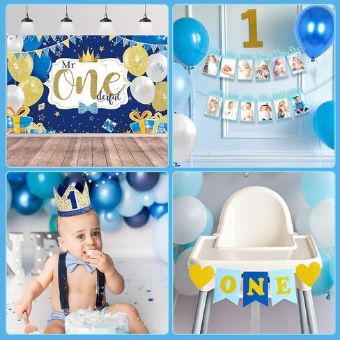 Winrayk 156Pcs First Trip Around the Sun Decorations 1st First Birthday Decorations for Boy, One Boxes Backdrop Tablecloth Hat Foil Balloon Cake Topper, Galaxy Space 1st Birthday Party Decorations Boy in Saudi Arabia