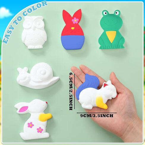 Sinmoe 12 Sets Arts and Crafts Set Painting Kit Unpainted DIY Ceramic Figurines Paint Your Own Figurines with 12 Magnet 2 Brushes and 1 Palette Ceramic Painting Kit for Adults (Dinosaur) in Saudi Arabia