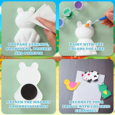 Sinmoe 12 Sets Arts and Crafts Set Painting Kit Unpainted DIY Ceramic Figurines Paint Your Own Figurines with 12 Magnet 2 Brushes and 1 Palette Ceramic Painting Kit for Adults (Dinosaur) in Saudi Arabia