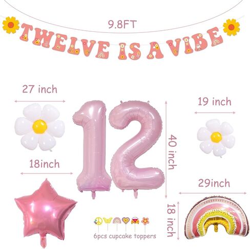 Groovy 5th Birthday Party Decorations Five Is A Vibe Banner Daisy Rainbow Balloons for Boho Hippie Daisy Birthday Party 60s 70s Party 5th Birthday Supplies in Saudi Arabia