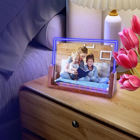5x7 Picture Frame with Clor-changing Light, Gift Packaging, Photo Gifts for Mom Wife or Female Friends, Clear Acrylic Frames Fits Photos of 4 x 6 or 5 x 7 In (Vertical) in Kuwait