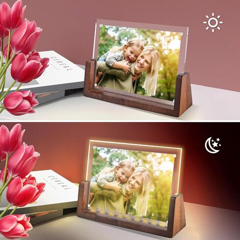 5x7 Picture Frame with Clor-changing Light, Gift Packaging, Photo Gifts for Mom Wife or Female Friends, Clear Acrylic Frames Fits Photos of 4 x 6 or 5 x 7 In (Vertical) in Kuwait