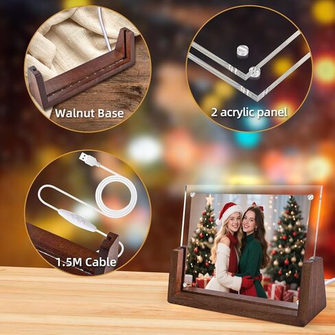 5x7 Picture Frame with Clor-changing Light, Gift Packaging, Photo Gifts for Mom Wife or Female Friends, Clear Acrylic Frames Fits Photos of 4 x 6 or 5 x 7 In (Vertical) in Kuwait