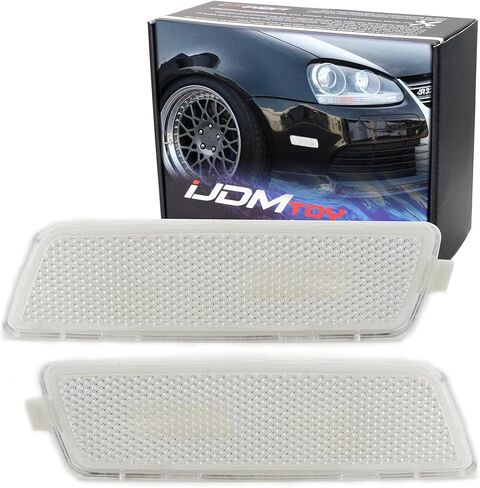 Ijdmtoy Euro Lens Clear House Pritfle Marker Marker Housings متوافقة مع فولكس واجن 2006-2009 MK5 Golf/GTI Rabbit ، 2005-2010 Jetta ، 2008 R32 ، استبدل مصابيح OEM Amber Sidemarker in Saudi Arabia