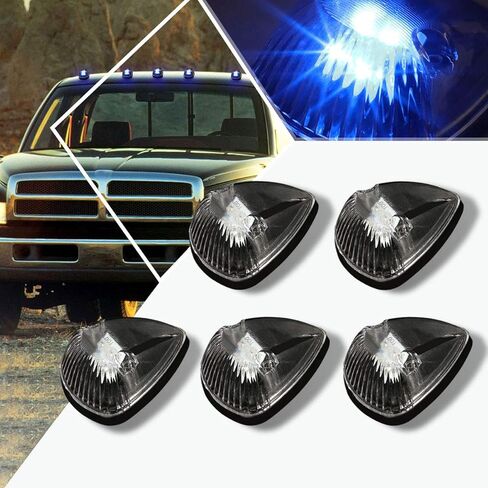 PM PERFORMOTOR 5Pcs Amber LED Cab Top Roof Running Lights Marker Lights Compatible with 94-98 Dodge Ram Truck,Chrome Housing/Clear Lens in Saudi Arabia