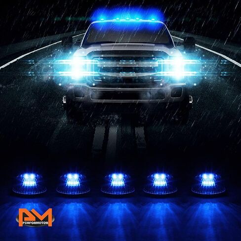 PM PERFORMOTOR 5Pcs Amber LED Cab Top Roof Running Lights Marker Lights Compatible with 94-98 Dodge Ram Truck,Chrome Housing/Clear Lens in Saudi Arabia