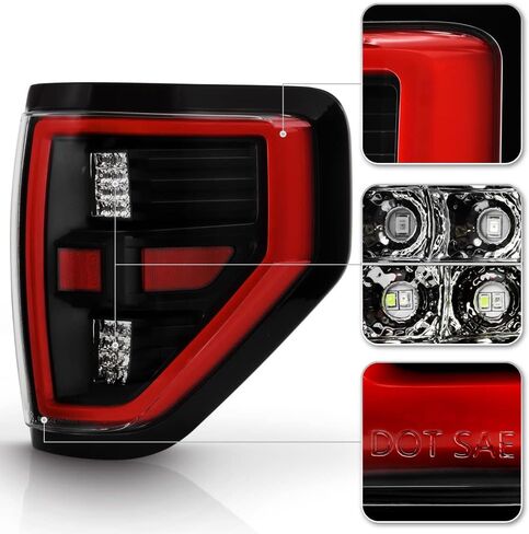 ACANII - For 2009-2014 Ford F150 Pickup Truck Black Full LED w/Light Tube Tail Lights Brake Lamps Pair Set Left+Right in Saudi Arabia