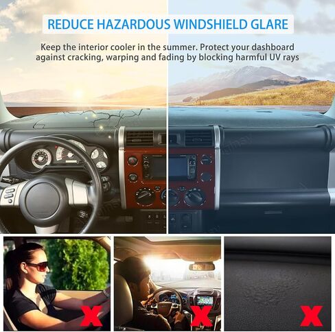 تغطية لوحة معلومات Aunginsy Carboard Cover متوافقة مع Toyota FJ Cruiser 2007-2021 SUV Dashboard Dash Cover Nonslip Gray Mat Pad Sun Pad Dash Sunshade Glare UV Rays Protector Car Interior Care in Kuwait