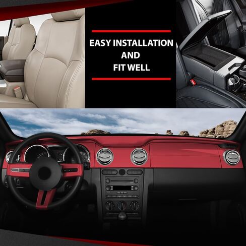 CrossDesign Red Dash Cover Dashboard متوافقة مع Ford Mustang Base Model 2005-2009 in Saudi Arabia