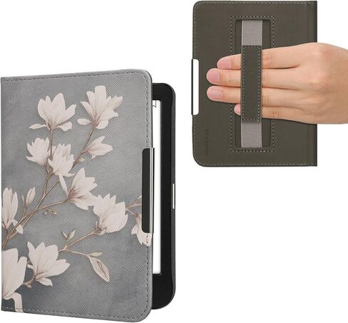 kwmobile Case Compatible with Kobo Clara BW/Colour Case - PU Cover w/Strap - Travel Black/Multicolor in Saudi Arabia