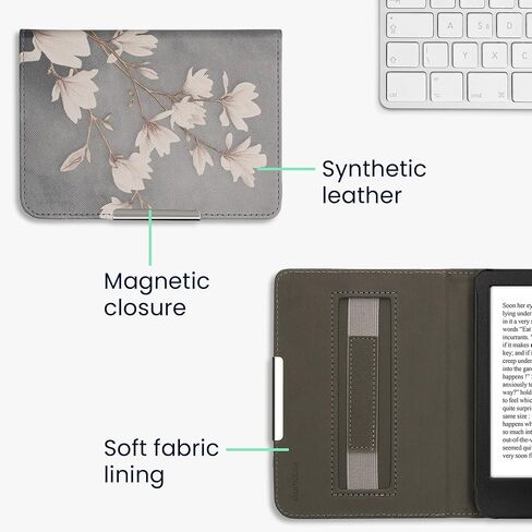 kwmobile Case Compatible with Kobo Clara BW/Colour Case - PU Cover w/Strap - Travel Black/Multicolor in Saudi Arabia