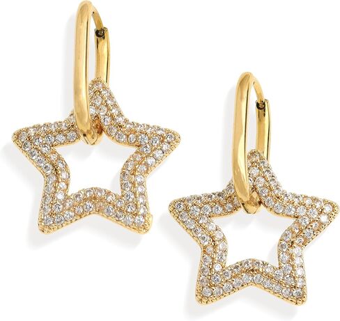 Sonateomber Chunky Gold Dangle Drop Hoop Earrings for Women, Trendy Statement Star Circle Rhinestone Huggie Earing Prom Jewelry Gift in Saudi Arabia