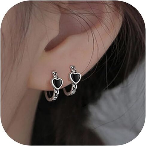 925 Sterling Silver Heart Earrings for Women, S925 Sterling Silver Posts Earrings, Dangle Love Heart Fashion Stud Earrings Hypoallergenic Jewelry (with Gift Box) in Kuwait