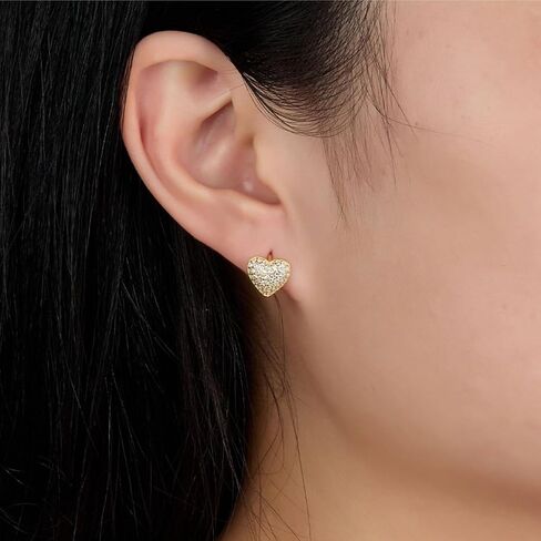 Rhinestone Heart Huggie Hoop Earrings for Women Clear CZ Hearted Stud Cartilage Hoops Earring Sparkly Jewelry in Saudi Arabia