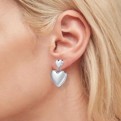 925 Sterling Silver Heart Orains for Women ، S925 Sterling Silver Posts Posts ، Dangle Love Heart Fashion Early Modewallergenic Jewelry (مع صندوق الهدايا) in Kuwait