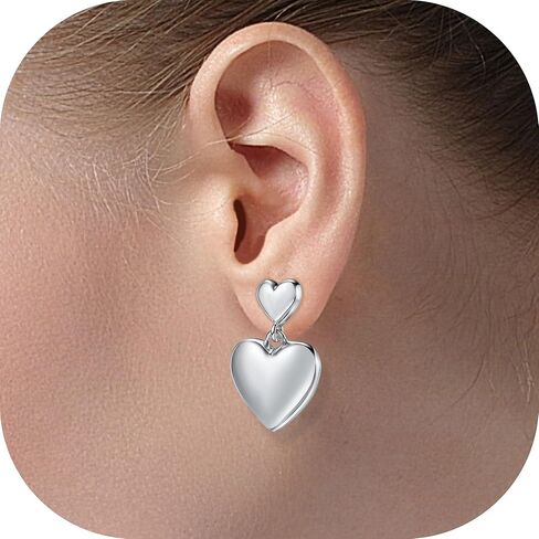 925 Sterling Silver Heart Orains for Women ، S925 Sterling Silver Posts Posts ، Dangle Love Heart Fashion Early Modewallergenic Jewelry (مع صندوق الهدايا) in Kuwait