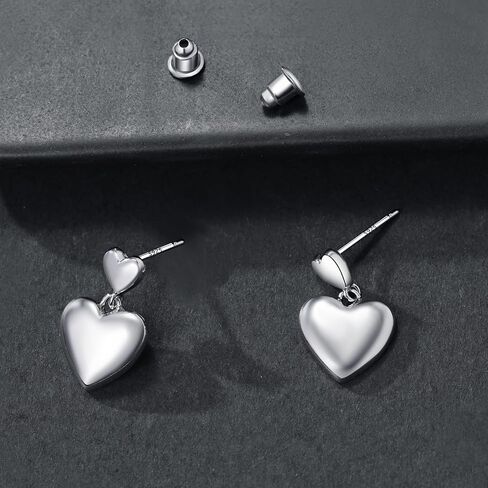 925 Sterling Silver Heart Orains for Women ، S925 Sterling Silver Posts Posts ، Dangle Love Heart Fashion Early Modewallergenic Jewelry (مع صندوق الهدايا) in Kuwait