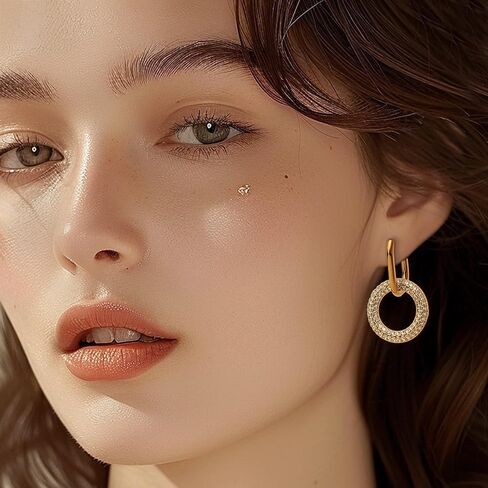 Sonateomber chunky gold dangle drop arocrings for women ، strendy star star circle circle rhinestone huggie ining prom jewelry gift in Saudi Arabia