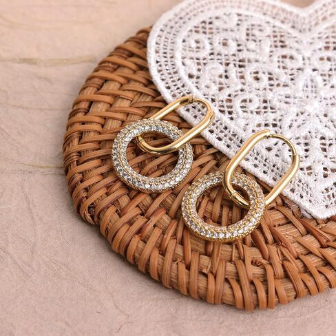 Sonateomber chunky gold dangle drop arocrings for women ، strendy star star circle circle rhinestone huggie ining prom jewelry gift in Saudi Arabia
