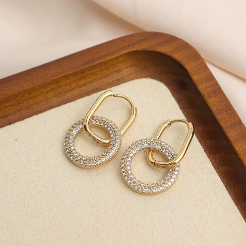 Sonateomber chunky gold dangle drop arocrings for women ، strendy star star circle circle rhinestone huggie ining prom jewelry gift in Saudi Arabia
