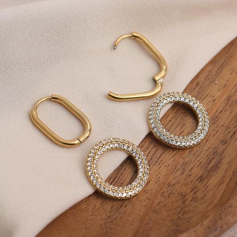 Sonateomber chunky gold dangle drop arocrings for women ، strendy star star circle circle rhinestone huggie ining prom jewelry gift in Saudi Arabia
