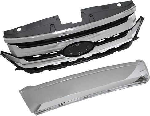 FZJDSD 2PCS Black Chrome Front Upper Grill Assembly Molding Trim Grille BT4Z8200E Compatible with Ford Edge 2011-2014 in Saudi Arabia