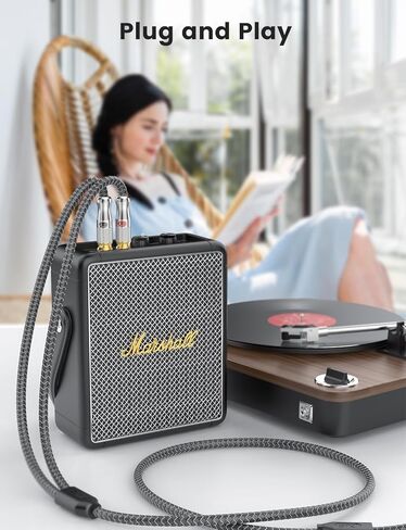 EMK 12Ft/4M RCA Cable - Shielded Braided 2Male-to-2Male Audio Cable for Home Theater & Hi-Fi Systems - Silver RCA Audio Stereo Subwoofer Cable in Kuwait