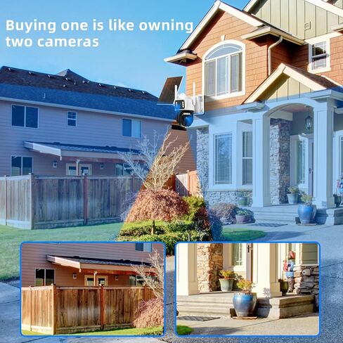 Hawkray Solar Security Cameras Wireless Outdoor ， 2K 360 ° View Pan Tilt Low Power Cameras WiFi Cameras مع اكتشاف حركة الذكاء الاصطناعي ، الصوت ثنائي الاتجاه ، الرؤية الليلية الملونة in Kuwait