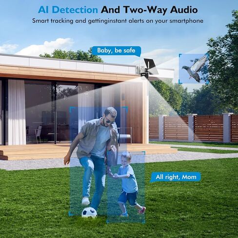 Hawkray Solar Security Cameras Wireless Outdoor ， 2K 360 ° View Pan Tilt Low Power Cameras WiFi Cameras مع اكتشاف حركة الذكاء الاصطناعي ، الصوت ثنائي الاتجاه ، الرؤية الليلية الملونة in Kuwait