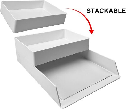 Amazon Basics Rectangular Plastic Desk Organizer Bundle, Letter Tray 2-Pack/Accessory Tray, White in Saudi Arabia